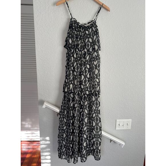PJK Patterson J. Kincaid Benitta Tiered Maxi Dress Black Layered Vacation Resort - Picture 1 of 6